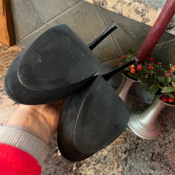 Sexy Black Brushed Fabric Spike Stiletto Platform Heels - Picture 4 of 5